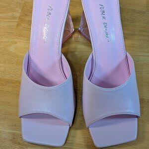 Lightly Worn Public Desire Pink Persplex 4-inch Heels - Size US 7, UK 5, EU 38
